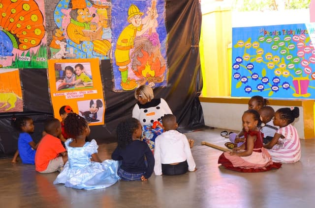 Children gathered for storytime on DEAR Day